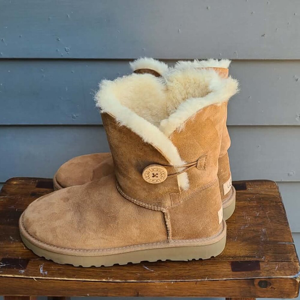 UGG Chestnut Suede Shearling Bailey Button Boots … - image 11